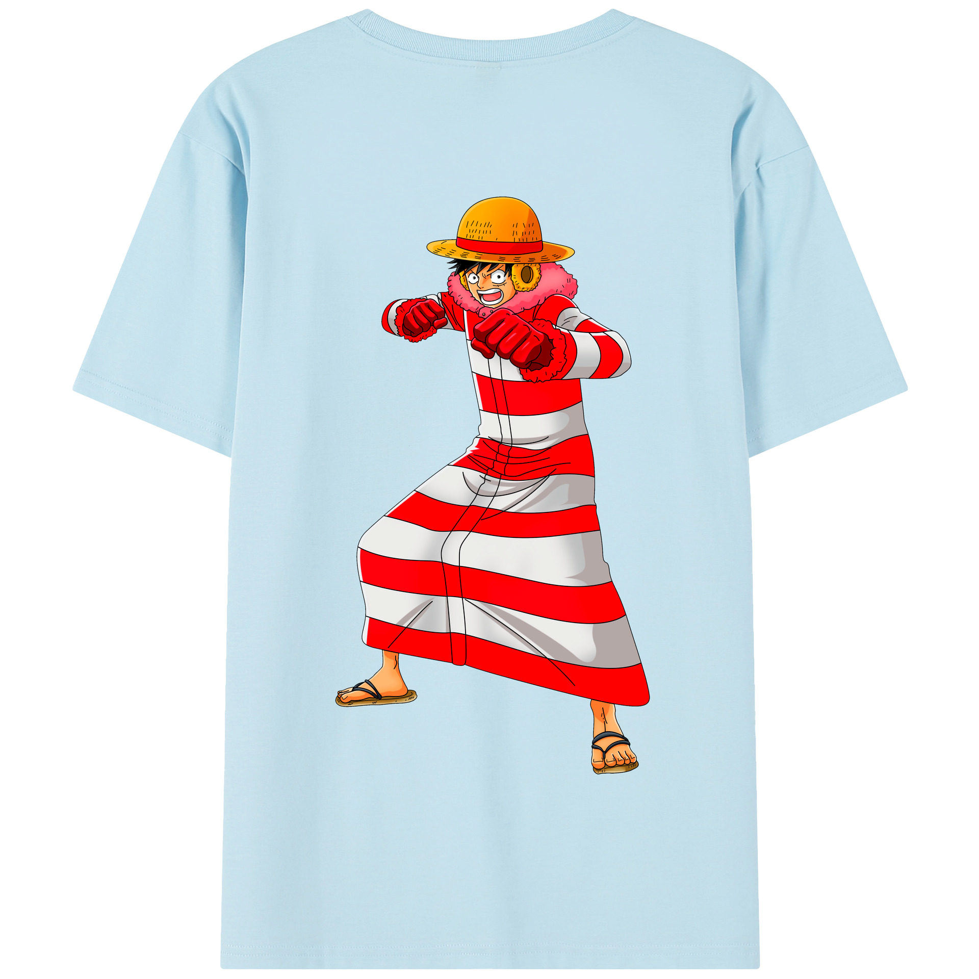 ワンピース モンキー・D・ルフィ ONE PIECE Monkey D. Luffy 綿100％半袖Tシャツ（背面プリント）